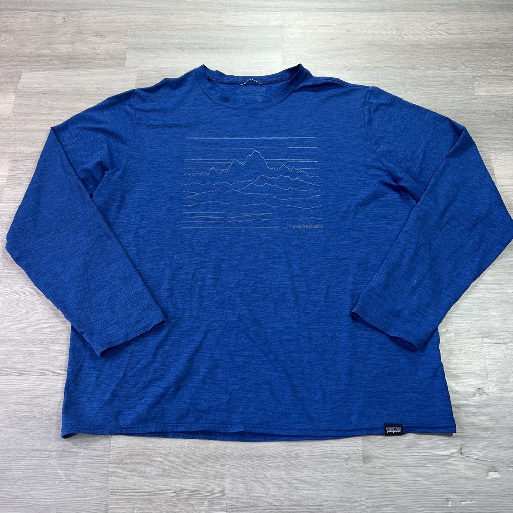 Patagonia Capilene Cool Daily Shirt Mens Large Blue Long Sleeve Top UPF 50